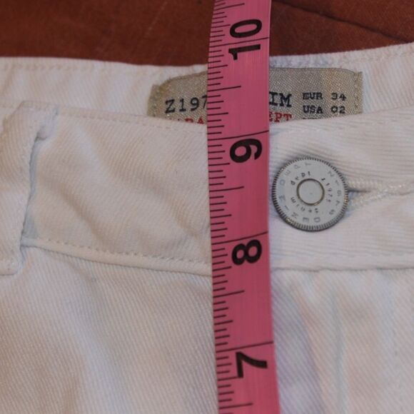 Zara White Jean Shorts Women Size 02 - Picture 9 of 10
